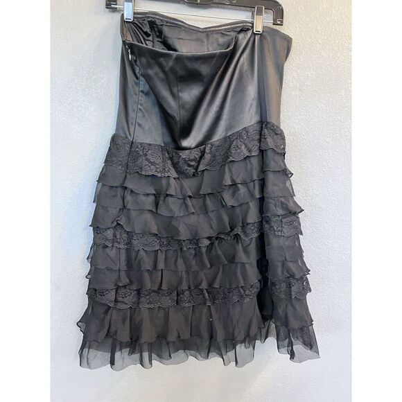 Express Design Studio Dress Strapless Ruffle Mini Tiered Black Womens 12‎ - Picture 4 of 10